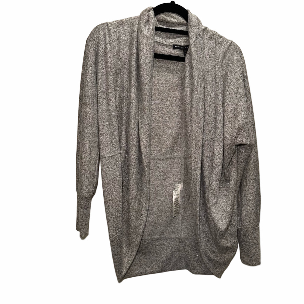 White House Black Market Silver Shimmery Cardigan Sweater Size Small